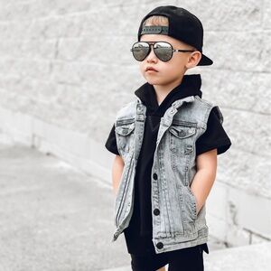 NWOT Little Bipsy gray denim vest